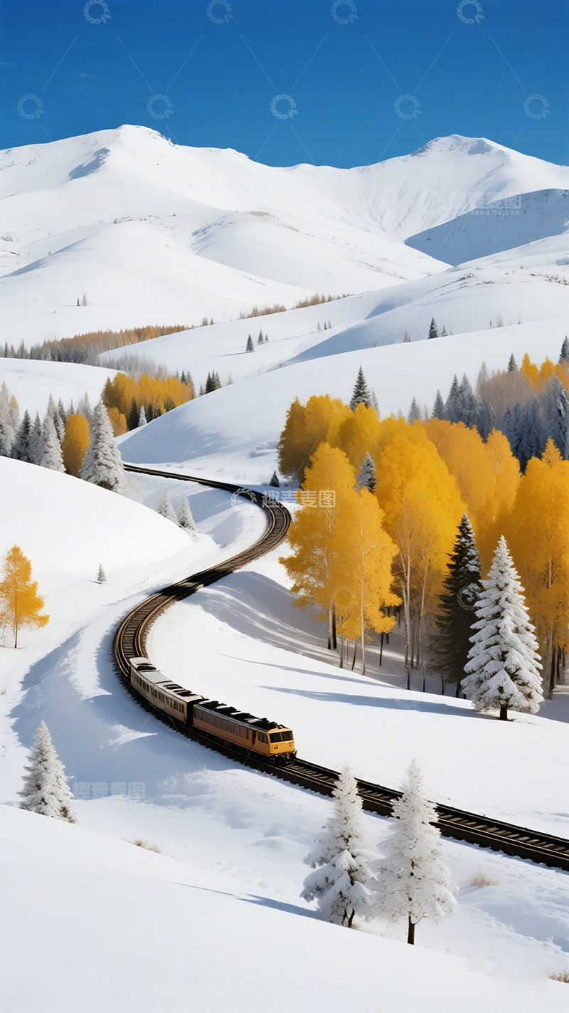 高清大图下载【趣麦麦图】冬日雪景火车风光摄影
