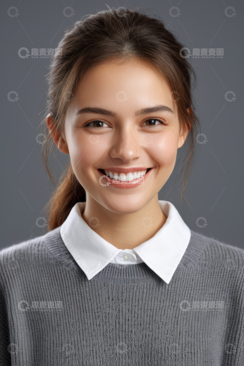 高清大图下载【趣麦麦图】微笑女子半身肖像