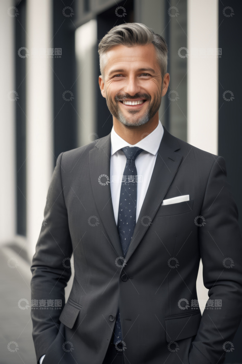 高清大图下载【趣麦麦图】户外西装男士微笑肖像