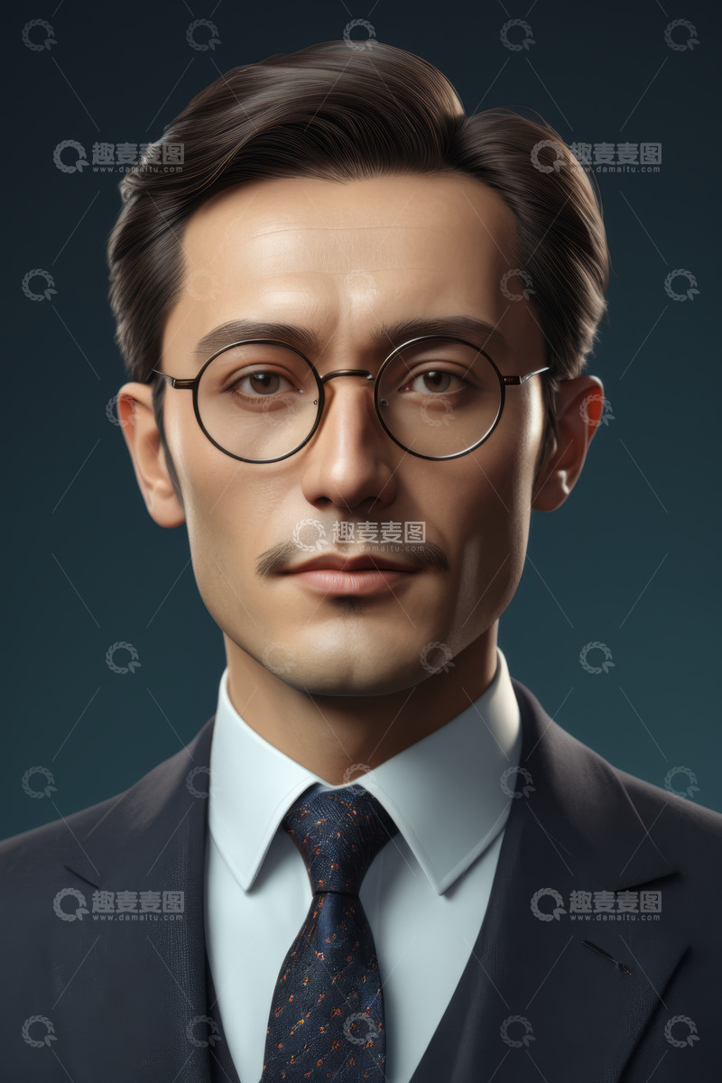 高清大图下载【趣麦麦图】商务男士戴眼镜肖像