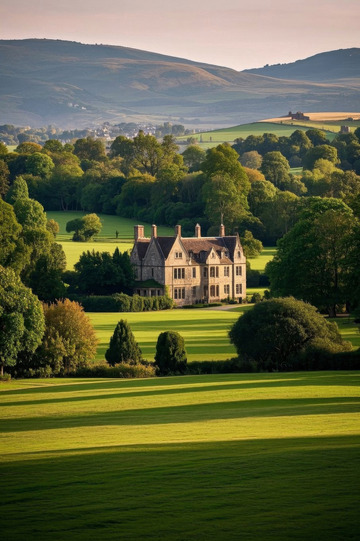 田园中的欧式庄园风景