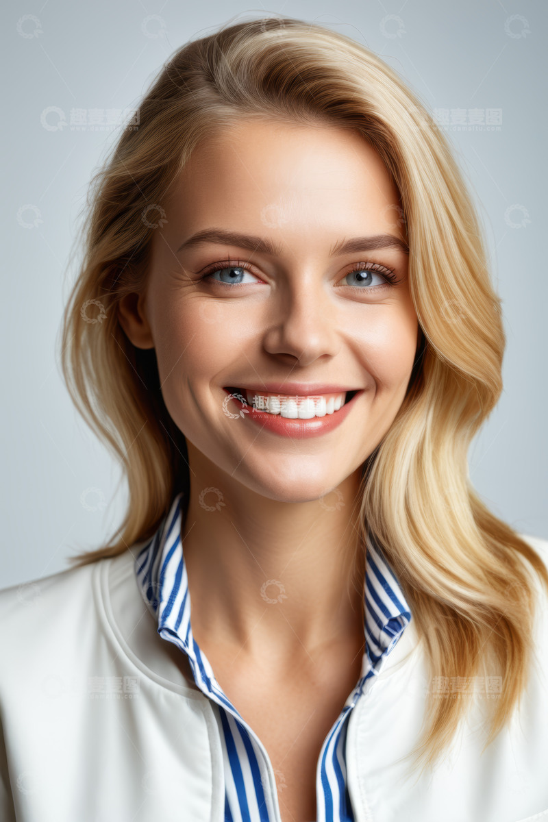 高清大图下载【趣麦麦图】金发女子微笑肖像