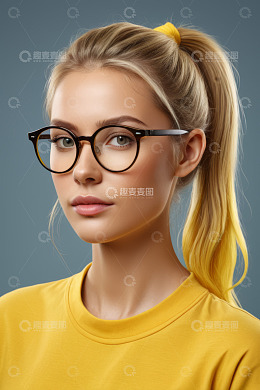 戴眼镜扎马尾的金发女子