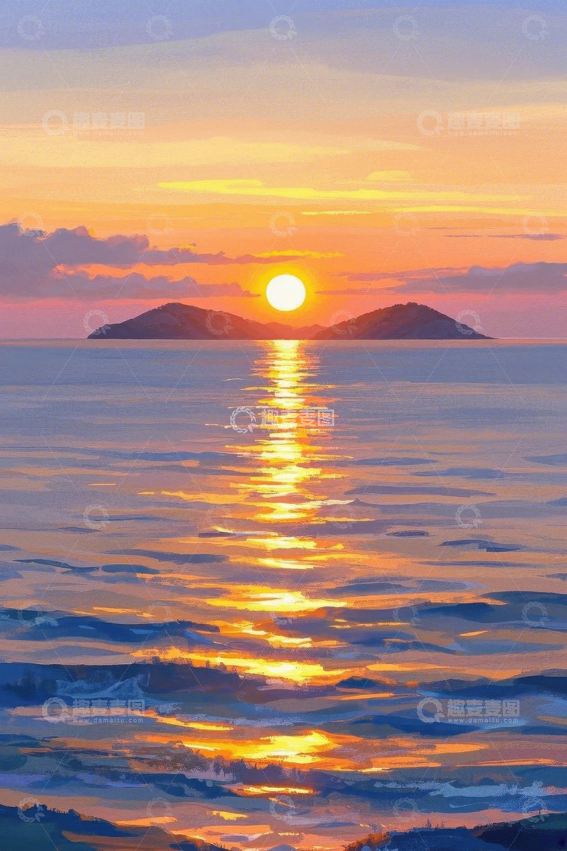 高清大图下载【趣麦麦图】海上日出自然风光