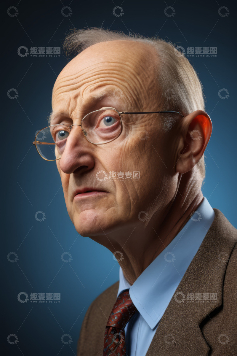 高清大图下载【趣麦麦图】戴眼镜老年男性肖像