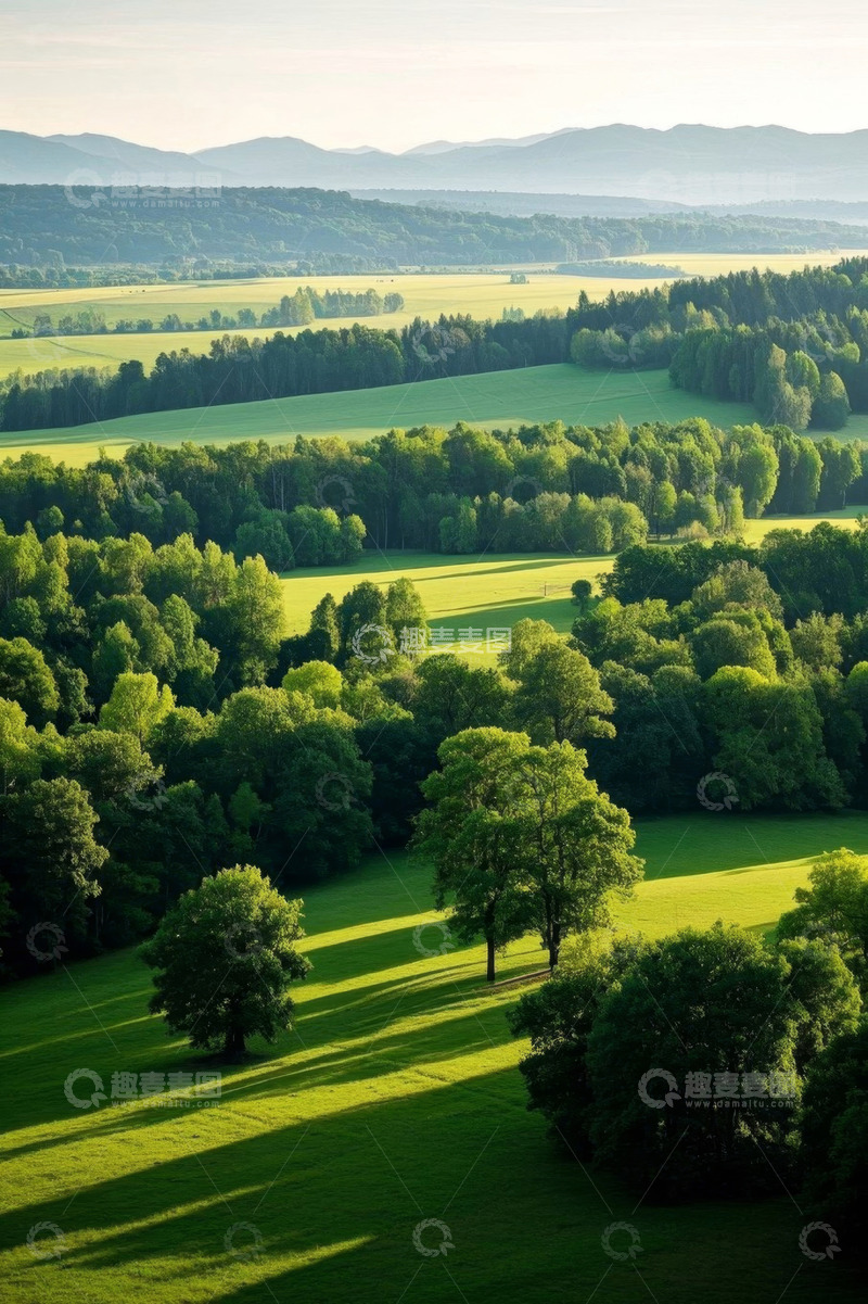 高清大图下载【趣麦麦图】绿色森林与田野自然风光