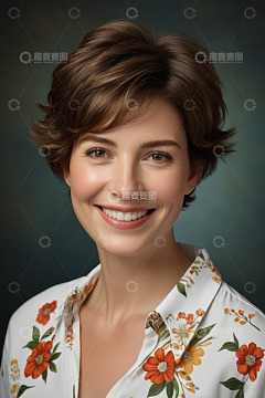 微笑女人半身肖像