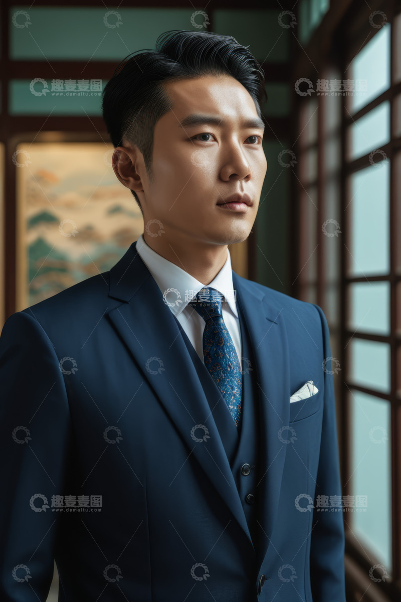 高清大图下载【趣麦麦图】身着西装的亚洲男子肖像