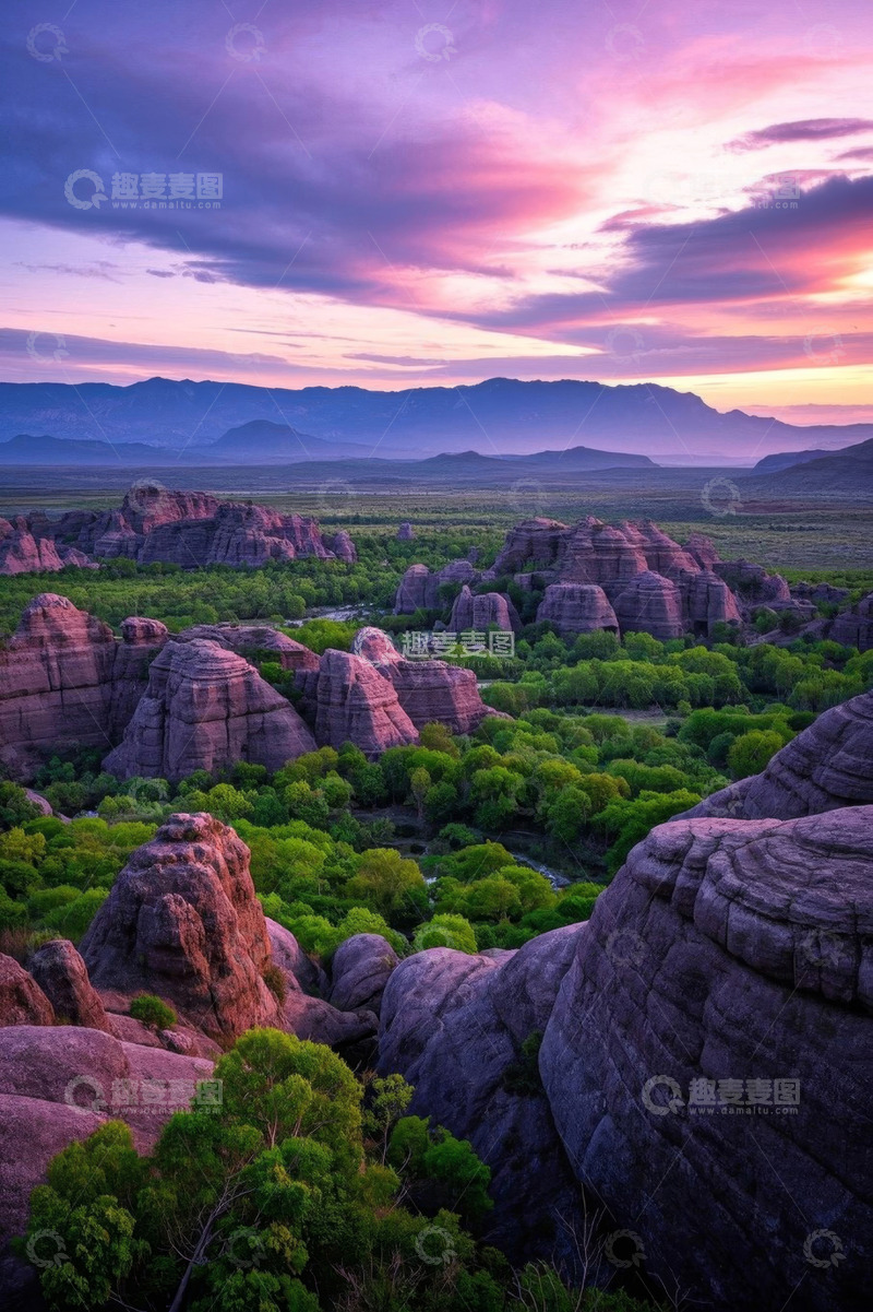 高清大图下载【趣麦麦图】日落时分岩石景观自然风光