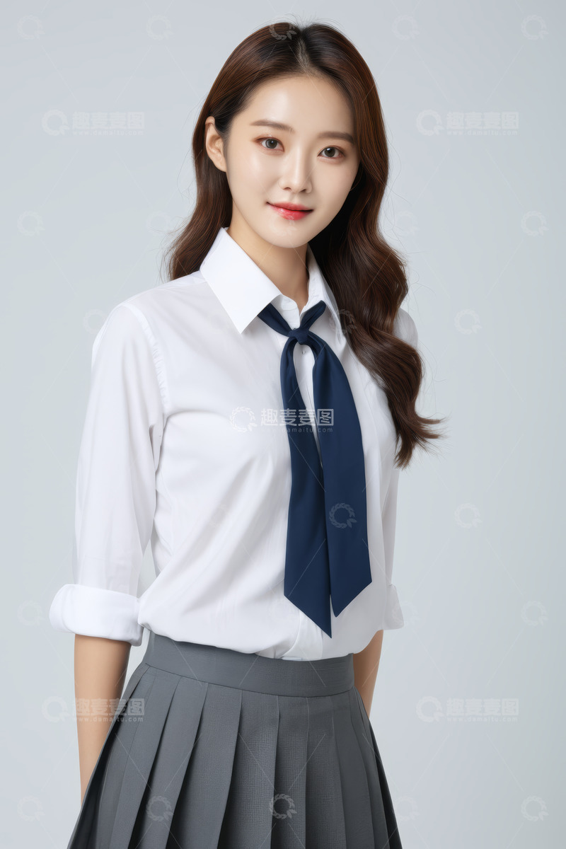 高清大图下载【趣麦麦图】穿着校服的亚洲女学生肖像