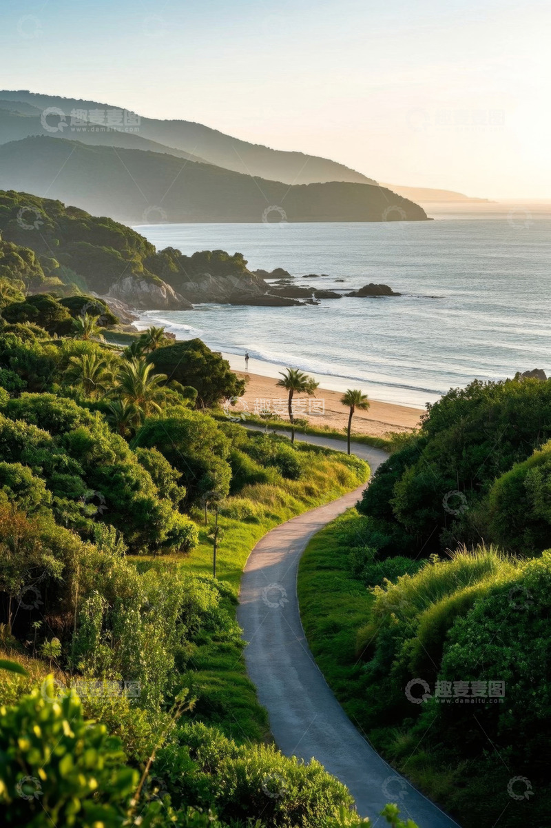 高清大图下载【趣麦麦图】沿海蜿蜒小路自然风光