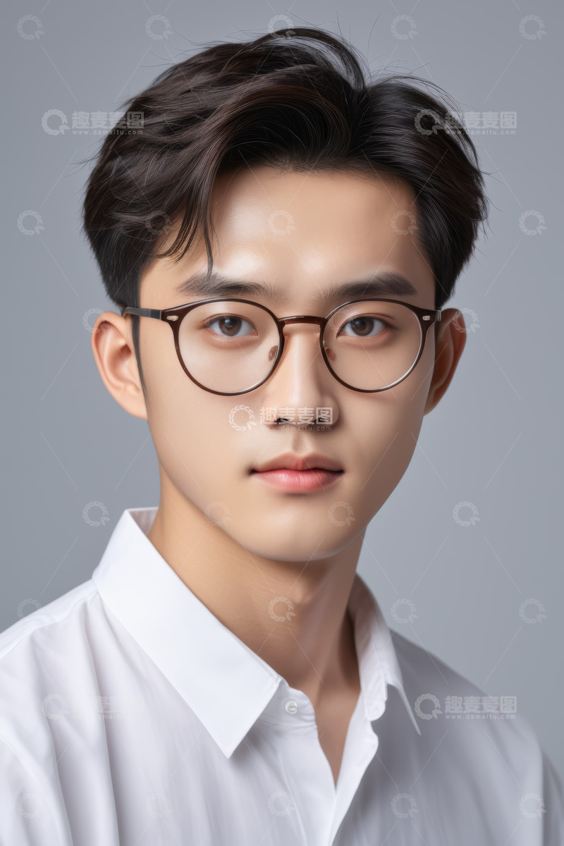 高清大图下载【趣麦麦图】戴眼镜年轻男性肖像