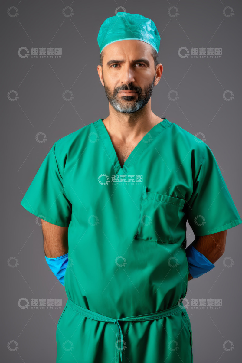 高清大图下载【趣麦麦图】身着手术服的男性医护人员
