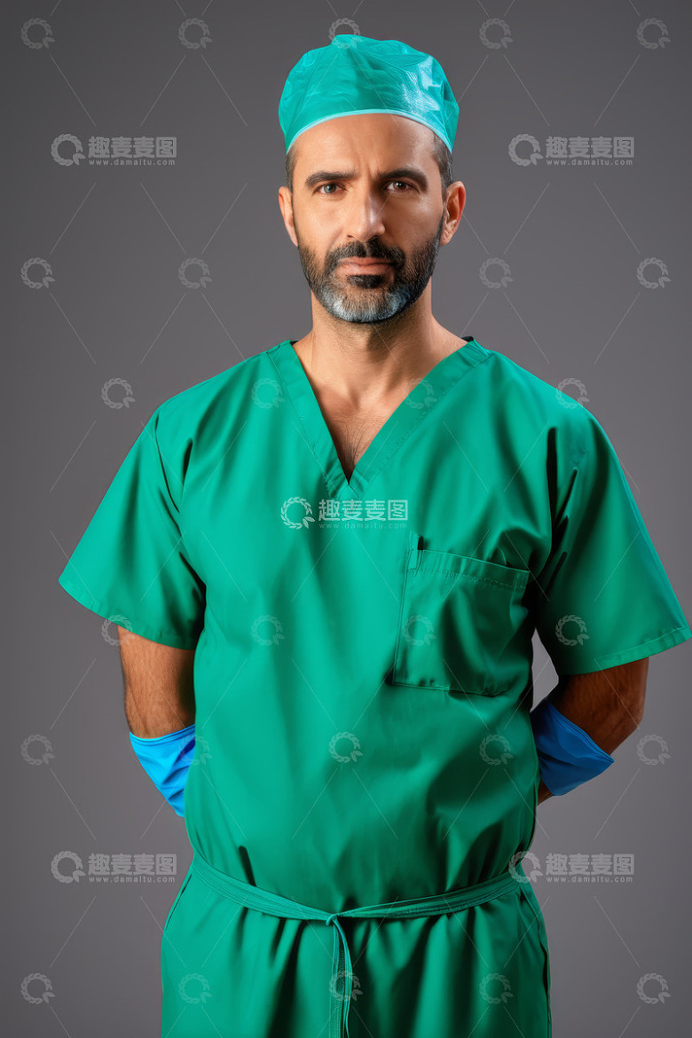 身着手术服的男性医护人员