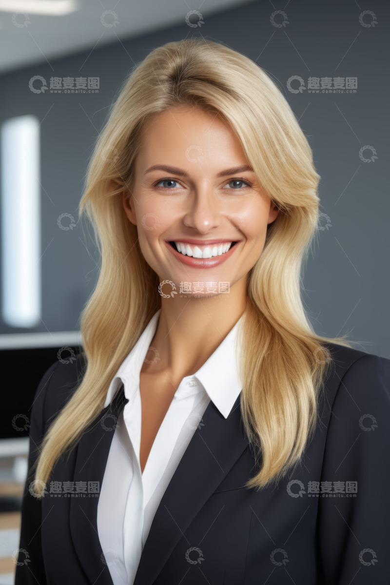 高清大图下载【趣麦麦图】微笑女商人半身肖像