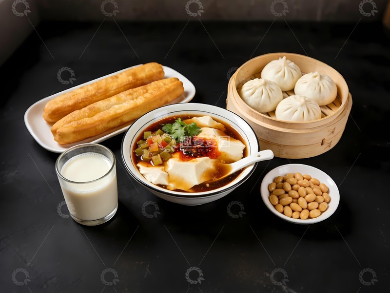 高清大图下载【趣麦麦图】早餐店油条豆腐脑包子