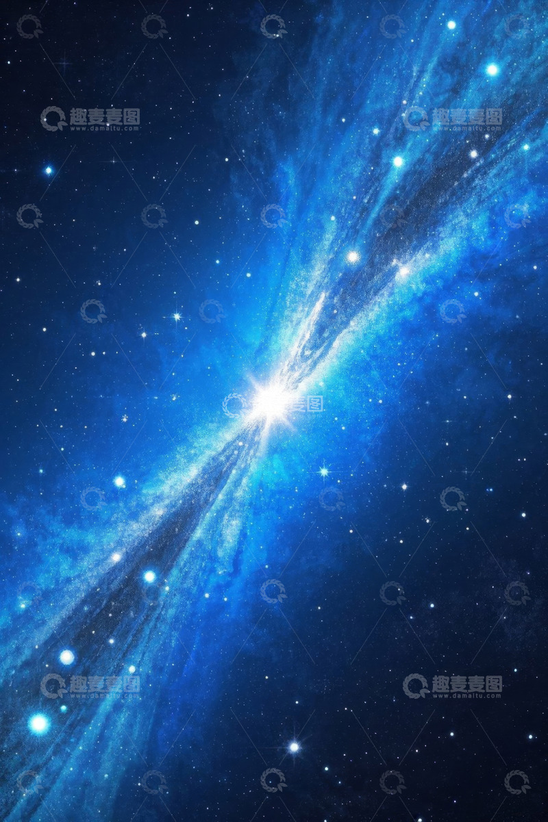 高清大图下载【趣麦麦图】蓝色星系宇宙星空背景