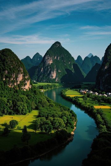 桂林山水自然风光全景