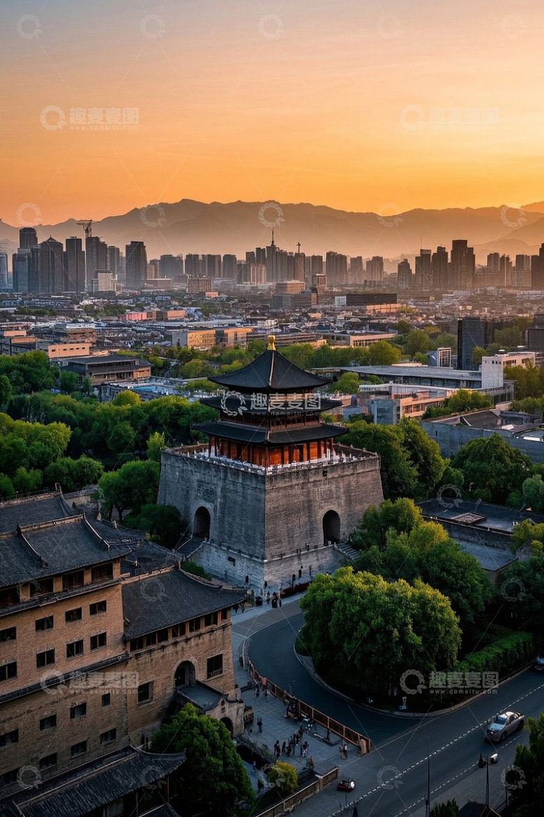 西安城市景观与古迹俯瞰