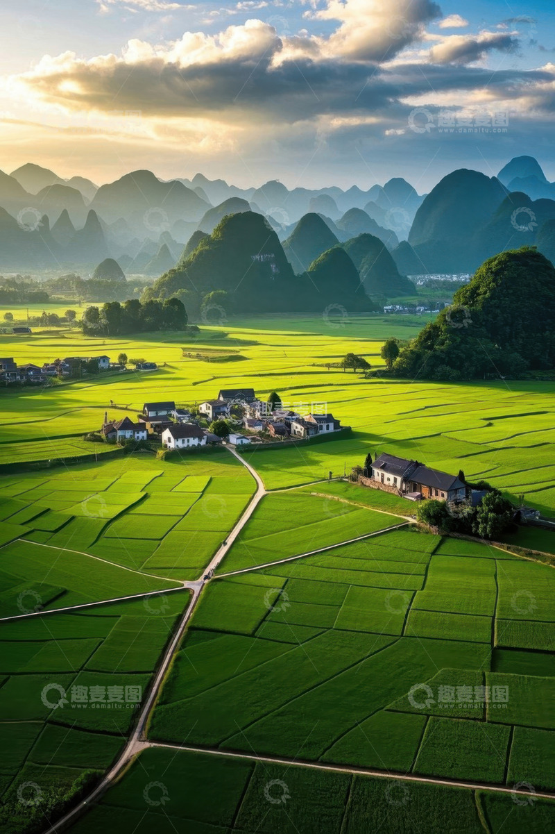 高清大图下载【趣麦麦图】田园乡村风光航拍全景