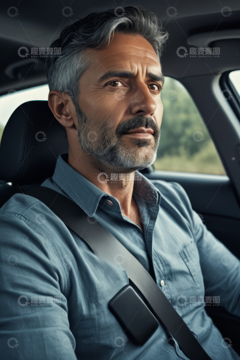 高清大图下载【趣麦麦图】车内中年男性司机特写