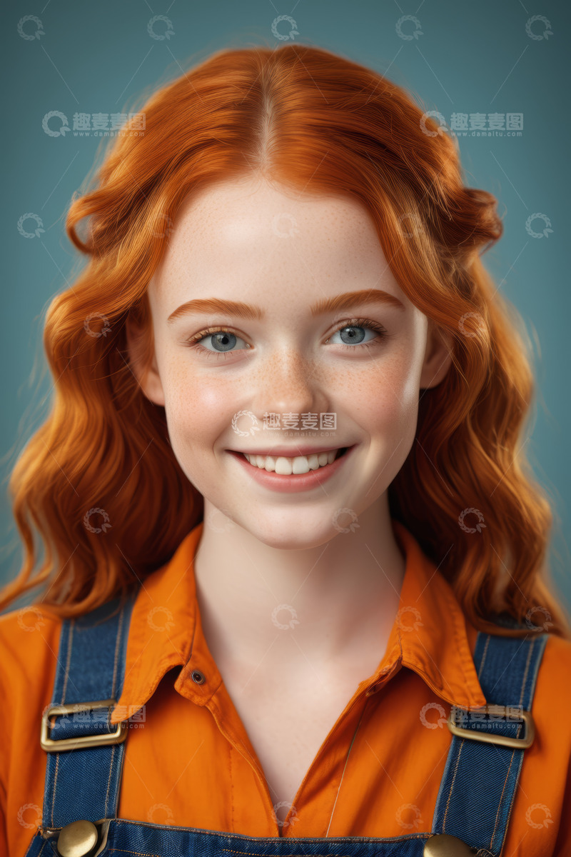 高清大图下载【趣麦麦图】红发少女微笑肖像