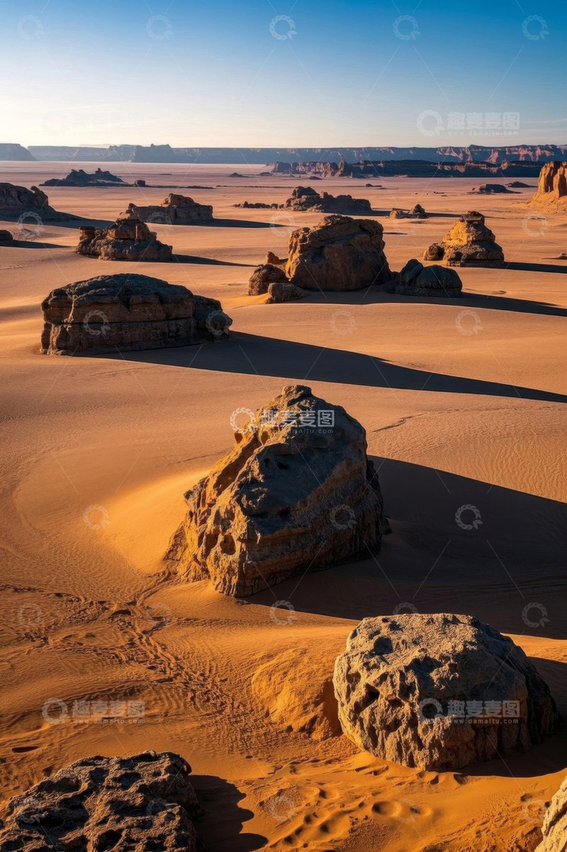 高清大图下载【趣麦麦图】沙漠中形态各异的岩石景观