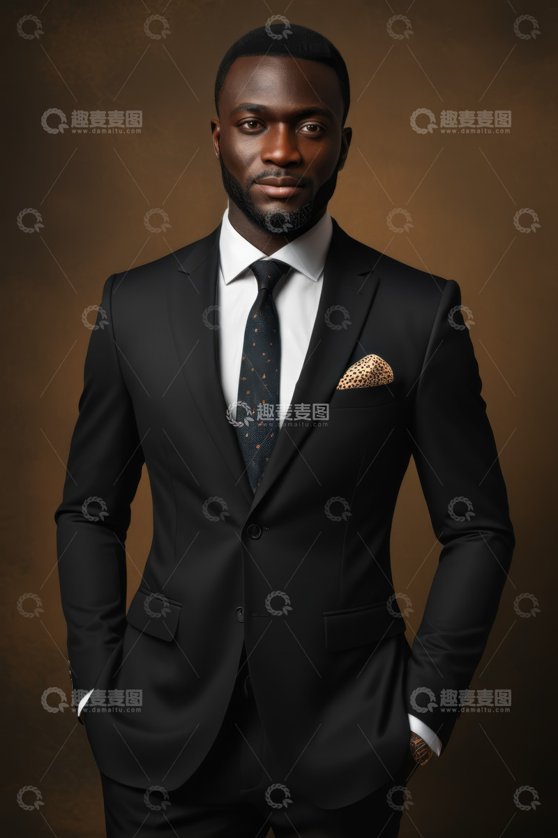 高清大图下载【趣麦麦图】身着西装的黑人男子肖像