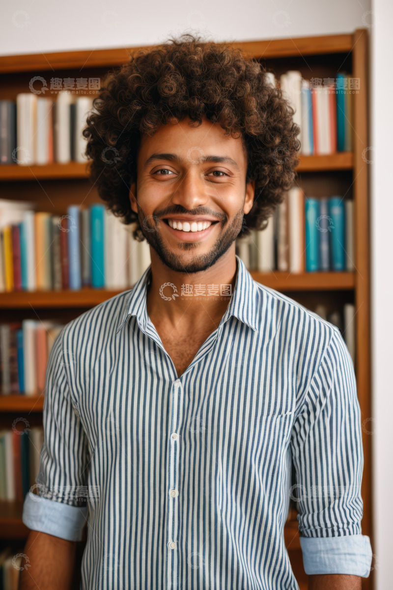 高清大图下载【趣麦麦图】微笑男子室内肖像