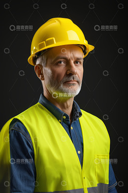 戴安全帽穿反光背心的工人