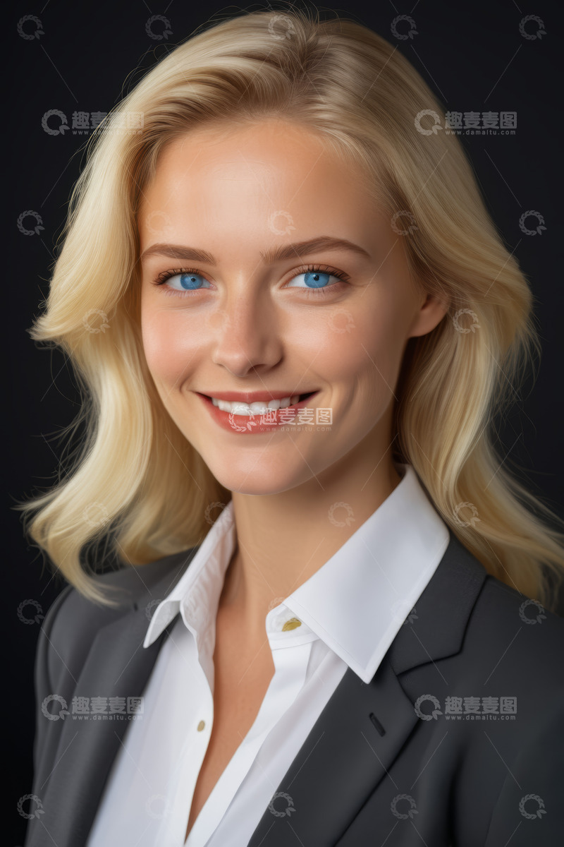 高清大图下载【趣麦麦图】年轻商务女性微笑肖像