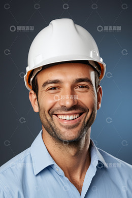 戴安全帽微笑的男性工作者