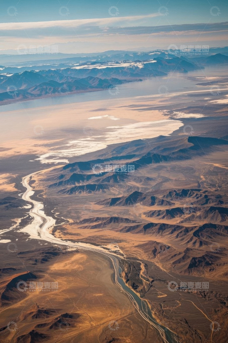高清大图下载【趣麦麦图】高空俯瞰山川河流景观