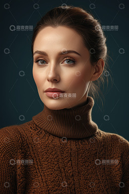 穿着棕色毛衣的女性肖像