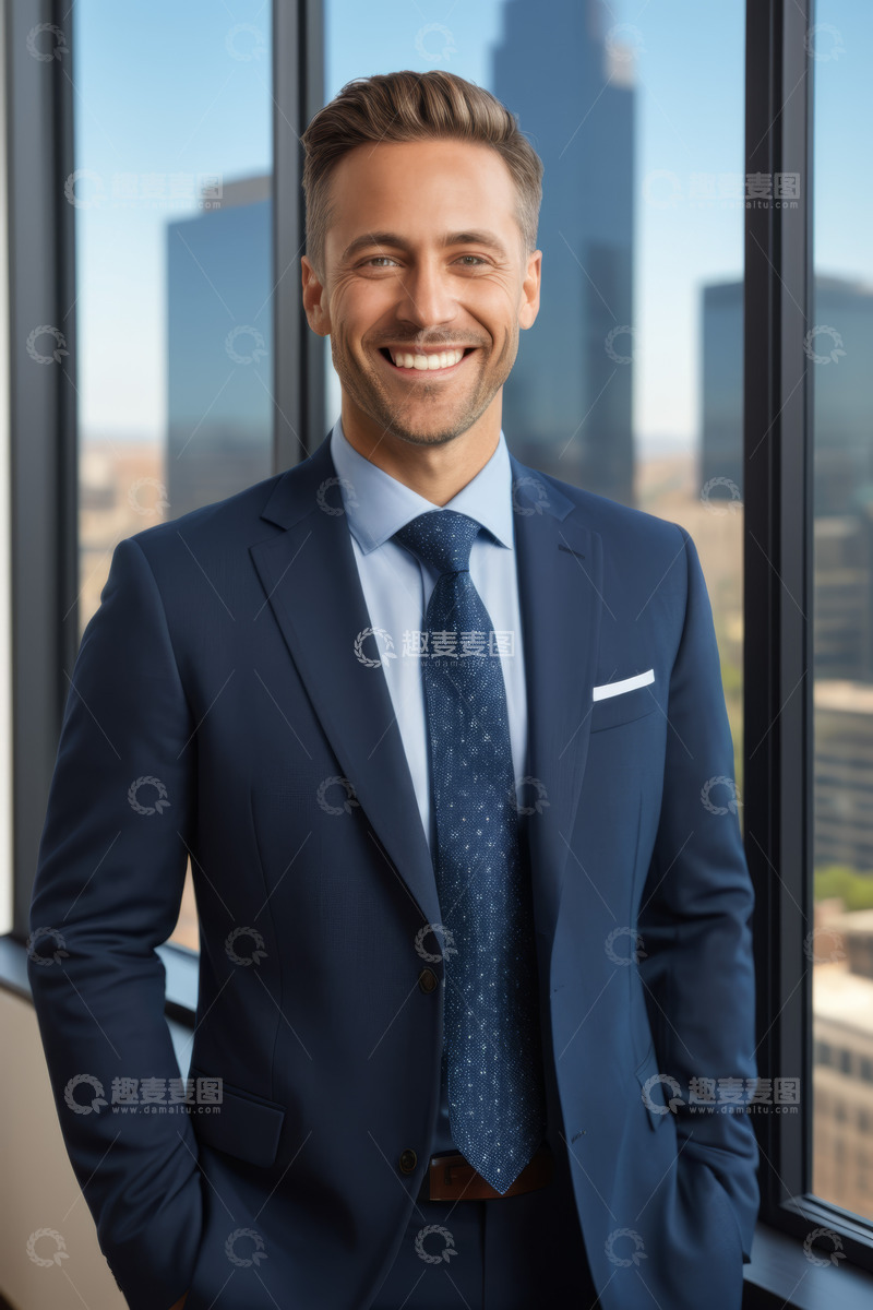 高清大图下载【趣麦麦图】身着西装的商务男士微笑站立