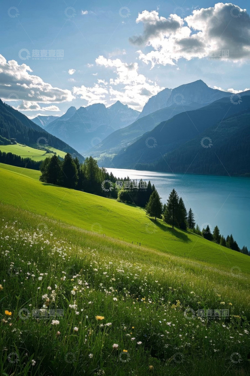 高清大图下载【趣麦麦图】山间湖畔绿野自然风光