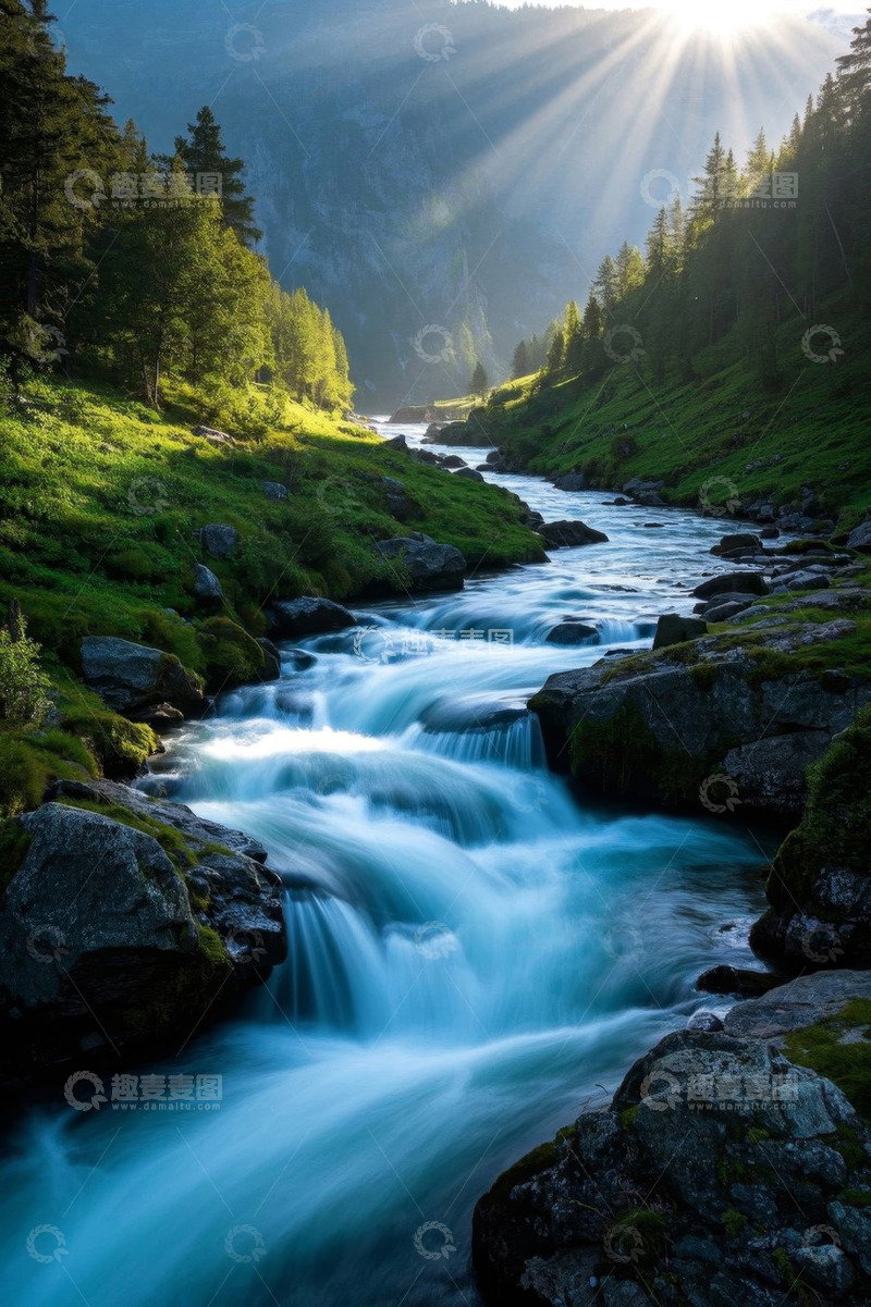 高清大图下载【趣麦麦图】山间溪流森林自然风光