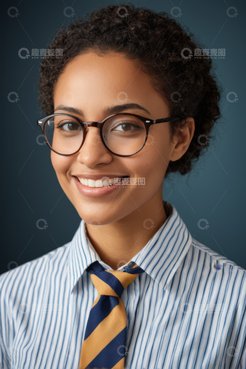 高清大图下载【趣麦麦图】微笑的非裔美国职业女性