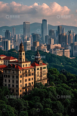 城市建筑群与欧式风格建筑景观