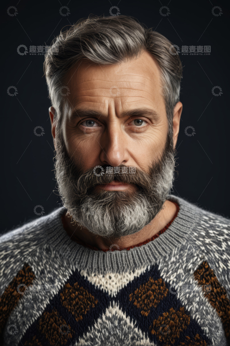 高清大图下载【趣麦麦图】穿着毛衣的成熟男性肖像