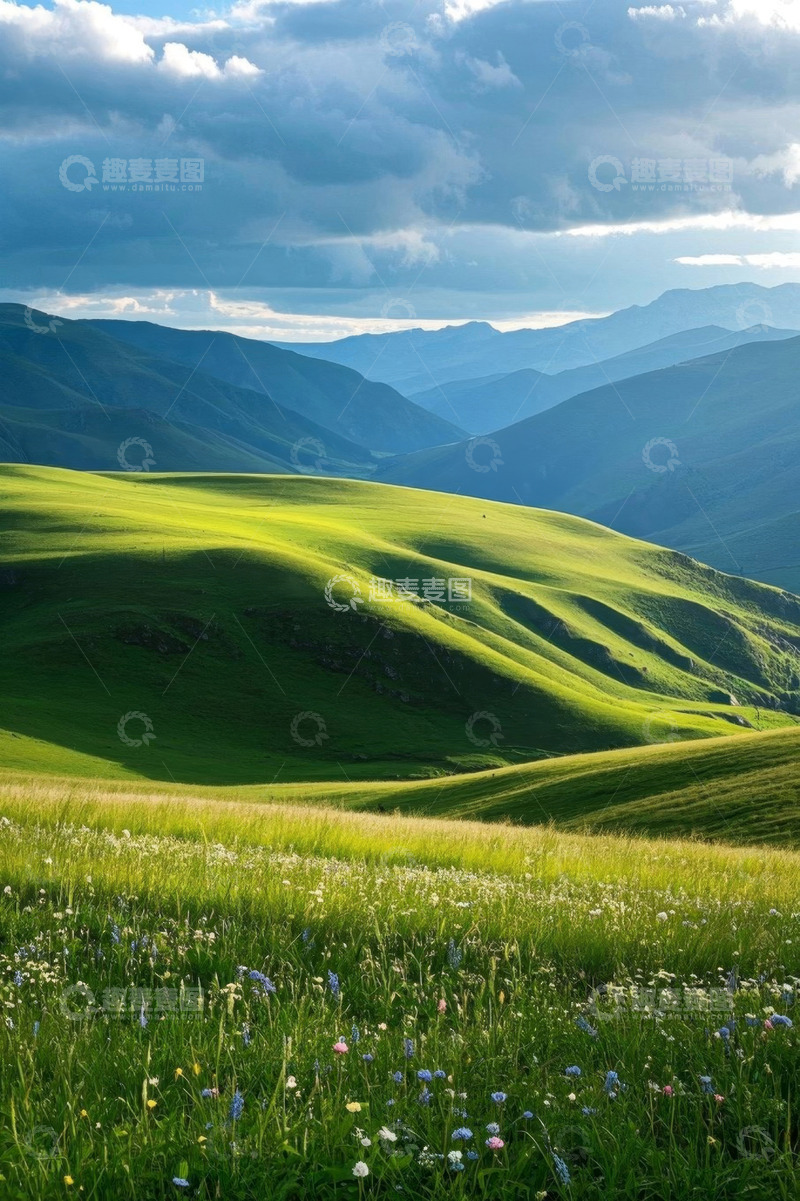 高清大图下载【趣麦麦图】草原山丘自然风光全景