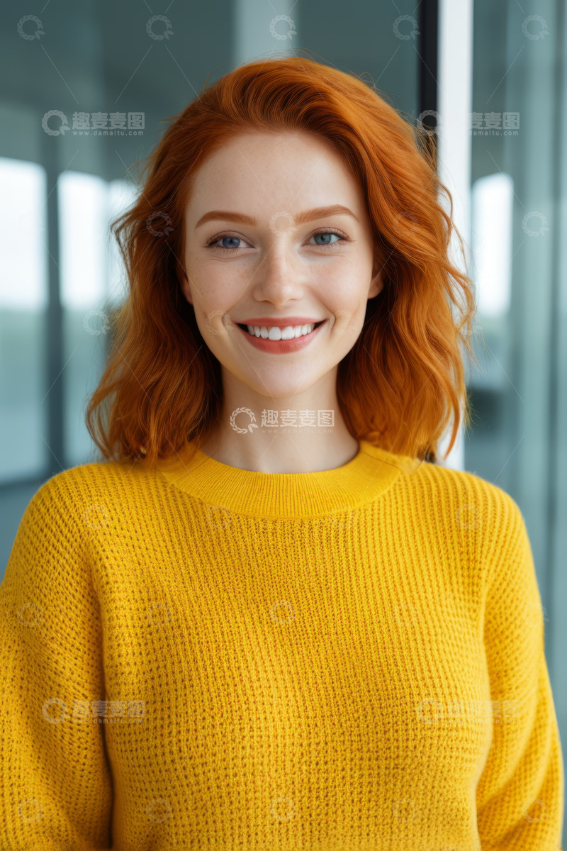 高清大图下载【趣麦麦图】红衣女子微笑肖像
