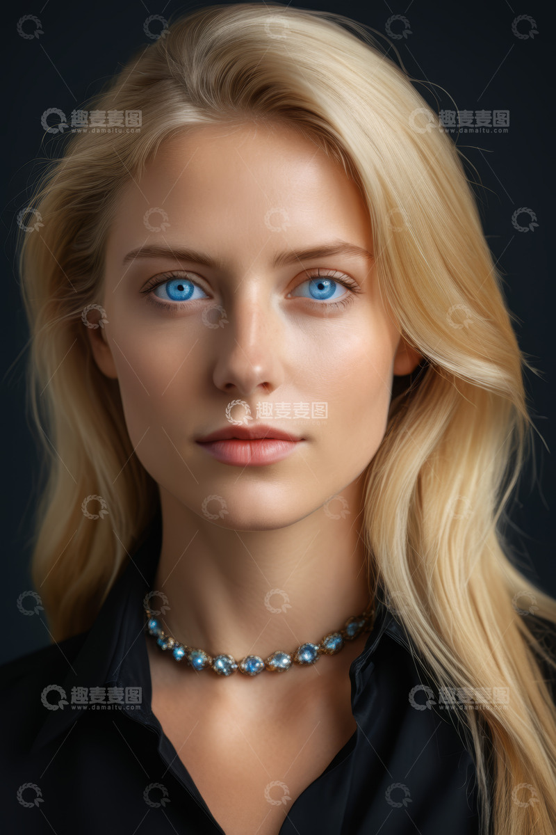 高清大图下载【趣麦麦图】金发蓝眼女性人物肖像