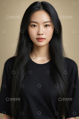 长发女性半身肖像