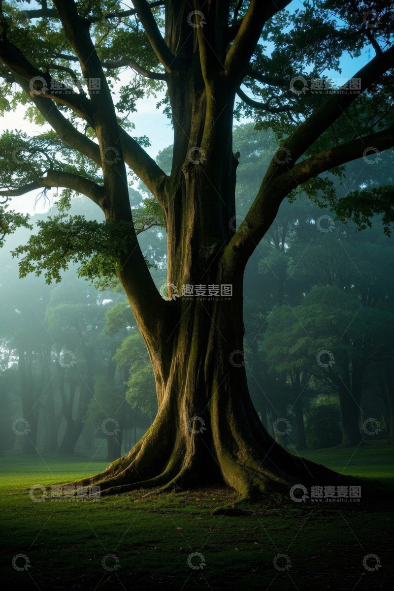 高清大图下载【趣麦麦图】森林中高大繁茂的树木景象