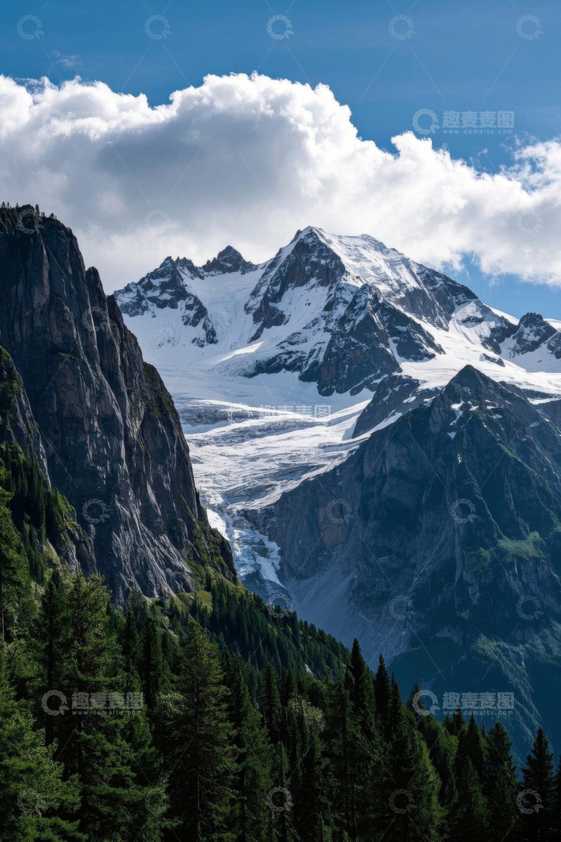 高清大图下载【趣麦麦图】雪山森林自然风光