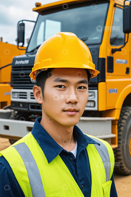 戴安全帽的建筑工人近景