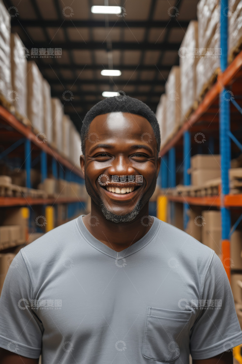 高清大图下载【趣麦麦图】仓库工作人员微笑肖像