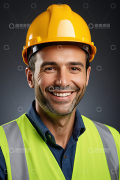 戴安全帽微笑的男性工人肖像