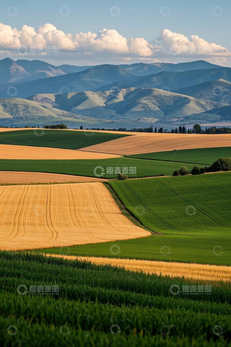 高清大图下载【趣麦麦图】田野山丘自然风光全景